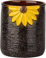 sunflower ceramic utensil crock for countertop organization – ideal kitchen utensil holder and spatula holder логотип