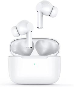 img 4 attached to 🎧 IPX5 Waterproof Bluetooth Earbuds with Microphones, TWS Stereo Earphones for Sport, Home, Office - Long Playtime, Noise Cancelling Headset - White