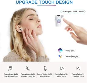 img 2 attached to 🎧 Водонепроницаемые наушники Bluetooth IPX5 с микрофонами, TWS стерео-наушники для спорта, дома, офиса - долгое время работы, шумоподавляющая гарнитура - белый