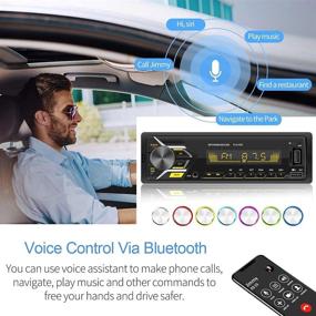 img 1 attached to Улучшенная машина Single Din Car Stereo Bluetooth: 7-цветной радиоприемник с USB, MP3-плеером/FM/WMA/TF/AUX-входом, громкой связью, беспроводным пультом дистанционного управления