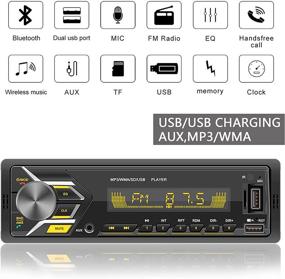 img 2 attached to Улучшенная машина Single Din Car Stereo Bluetooth: 7-цветной радиоприемник с USB, MP3-плеером/FM/WMA/TF/AUX-входом, громкой связью, беспроводным пультом дистанционного управления