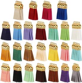 img 4 attached to 🔑 100 Pcs Bulk DIYASY Keychain Tassels - Colored Leather Tassels for Jewelry Making, Keychain Accessories Craft, Earrings, and Bracelets - 25 Vibrant Colors