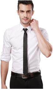img 4 attached to Landisun Exclusive Skinny Black Necktie: Elevate Your Style with Class and Elegance