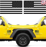 🚚 truck american flag stickers - black self adhesive with clear vinyl, 6" x 3.5" (set of 2) logo