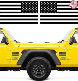 img 4 attached to 🚚 Truck American Flag Stickers - Black Self Adhesive with Clear Vinyl, 6" x 3.5" (Set of 2)