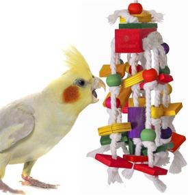 img 2 attached to 🐦 SunGrow Bird Toy - Wooden Blocks & Cotton Rope Knots with Edible Food-Grade Color Dye - 1 Piece Pack