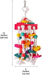 img 1 attached to 🐦 SunGrow Bird Toy - Wooden Blocks & Cotton Rope Knots with Edible Food-Grade Color Dye - 1 Piece Pack