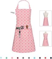 lessmo pink cotton chef apron - adjustable professional grade cooking apron for men and women with 3 pockets - ideal for kitchen, bbq & grill логотип