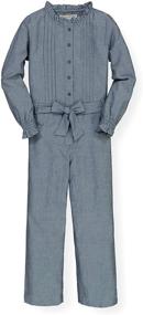 img 4 attached to 👗 Stylish Ruffle Chambray Sleeve Jumpsuits & Rompers for Girls - Hope Henry Clothing