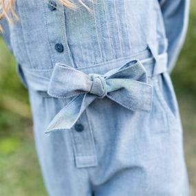 img 1 attached to 👗 Stylish Ruffle Chambray Sleeve Jumpsuits & Rompers for Girls - Hope Henry Clothing
