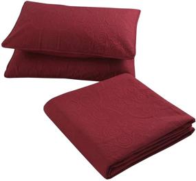 img 2 attached to 🛏️ Sapphire Home Emma Queen Burgundy Oversize 3-Piece Bedspread Bedding Set with Stylish Embossed Pattern, Soft Touch, All-Season Comforter Cover - Includes 2 Shams