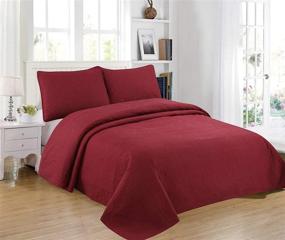 img 3 attached to 🛏️ Sapphire Home Emma Queen Burgundy Oversize 3-Piece Bedspread Bedding Set with Stylish Embossed Pattern, Soft Touch, All-Season Comforter Cover - Includes 2 Shams