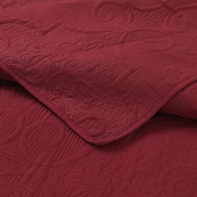img 1 attached to 🛏️ Sapphire Home Emma Queen Burgundy Oversize 3-Piece Bedspread Bedding Set with Stylish Embossed Pattern, Soft Touch, All-Season Comforter Cover - Includes 2 Shams