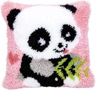 🐼 dive into creativity with our diy latch hook kit: beyond your thoughts cute panda rug pattern printed throw pillow cover (16x16 inch) - perfect crochet needlework craft for kids and adults logo