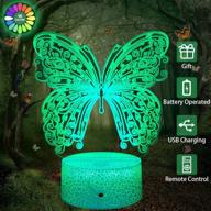 🦋 enhance kids' rooms with remote controlled butterfly lamp - 7 colors + 16 colors changing night light, 3d optical illusion, perfect gift for girls, wife, and women logo