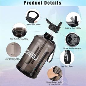 img 3 attached to 🥤 VENNERLI Half Gallon Water Bottle with Straw - 2 Liter Leakproof Sports Water Bottle, BPA Free Plastic, Portable with Strap - 74oz Water Jug for Outdoor Hiking, Camping, Running