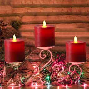 img 2 attached to 🔴 Enhance Your Home Décor with Bilymate Red Candles: Battery Operated LED Pillar Candles with Realistic Moving Flame Wick, Remote Timer, and Red Flameless Candles - Pack of 3