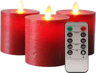 🔴 enhance your home décor with bilymate red candles: battery operated led pillar candles with realistic moving flame wick, remote timer, and red flameless candles - pack of 3 логотип