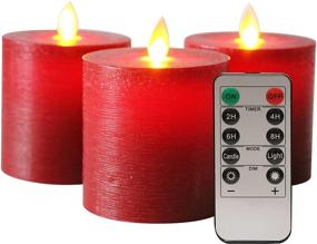 img 4 attached to 🔴 Enhance Your Home Décor with Bilymate Red Candles: Battery Operated LED Pillar Candles with Realistic Moving Flame Wick, Remote Timer, and Red Flameless Candles - Pack of 3