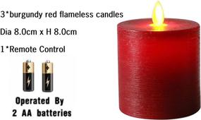 img 1 attached to 🔴 Enhance Your Home Décor with Bilymate Red Candles: Battery Operated LED Pillar Candles with Realistic Moving Flame Wick, Remote Timer, and Red Flameless Candles - Pack of 3