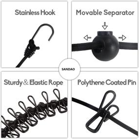 img 3 attached to 👕 Adjustable Elastic Portable Travel Clothesline with 12pcs Clips - Ideal for Outdoor and Indoor Use (Black)