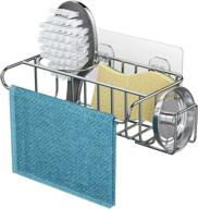 🧽 versatile 4-in-1 sink organizer: sus304 stainless steel sink caddy with brush holder, dish cloth hanger, soap rack, and sink stopper holder. includes 2 easy installation options, no drilling required! логотип