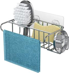 img 4 attached to 🧽 Versatile 4-in-1 Sink Organizer: SUS304 Stainless Steel Sink Caddy with Brush Holder, Dish Cloth Hanger, Soap Rack, and Sink Stopper Holder. Includes 2 Easy Installation Options, No Drilling Required!