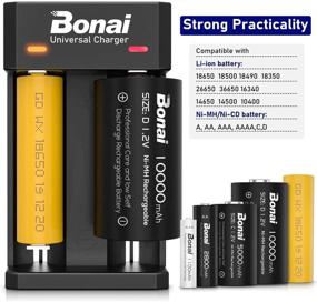 img 3 attached to Зарядное устройство для литиевых аккумуляторов Bonai 18650: Быстрая зарядка для всех ваших батарей - AA, AAA, C, D, Li-ion 18650, 18500 и другие (2 слота USB зарядник)