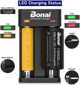 img 1 attached to Зарядное устройство для литиевых аккумуляторов Bonai 18650: Быстрая зарядка для всех ваших батарей - AA, AAA, C, D, Li-ion 18650, 18500 и другие (2 слота USB зарядник)
