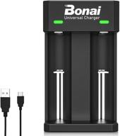bonai 18650 lithium battery chargers: fast charging for all your batteries - aa, aaa, c, d, li-ion 18650, 18500, and more (2 slots usb charger) logo