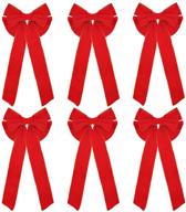 🎀 joiedomi 6 pack red velvet christmas bows - premium 28" gold wired edge for holiday decorations (12" w x 28" l | 3.5" ribbon | 11-loop design) logo