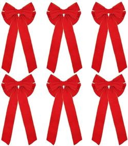 img 4 attached to 🎀 Joiedomi 6 Pack Red Velvet Christmas Bows - Premium 28" Gold Wired Edge for Holiday Decorations (12" W x 28" L | 3.5" Ribbon | 11-Loop Design)