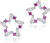 💫 18k white gold plated hollow-carved sparkling star crystal earrings - cluster of flower stud earrings in purple cubic zirconia logo