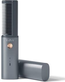 img 1 attached to YAPOY Hair Straightener Brush Wireless - Rechargeable Battery, Fast Heating, Anti-Scald, Metal-Plated Teeth, Auto-Off - Gray