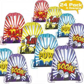 img 4 attached to 🎉 POKONBOY 24 Pack Kids Party Favors Drawstring Bags for Boys - Reusable Party Supplies for Boys Girls Birthday Party