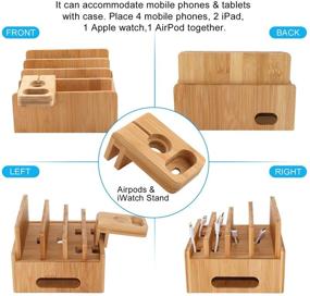 img 3 attached to Bamboo Charging Station: 5 Port USB Charger, Cables, Smart Watch & Earbuds Stand - Desk Docking Stations Electronic Organizer for Cell Phone, Tablet - Pezin & Hulin