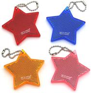 🌟 reflective gear for children's safety - stylish pendant keychain reflector for bags, strollers, wheelchairs, clothing - christmas halloween party hanging decoration - stars - set of 4 logo