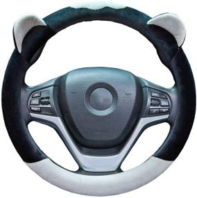 img 1 attached to 🧣 ChuLian Cute Winter Warm Plush Auto Car Steering Wheel Cover for Women Girls, Universal 15 Inch Car Accessories, Light Gray - Enhanced SEO