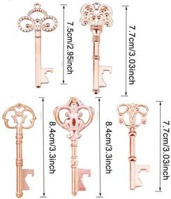 img 3 attached to 🔑 Awtlife 50 Pcs Rustic Vintage Skeleton Key Bottle Opener with Tag Cards & Sheer Bag - Wedding Party Favors in 5 Styles (Gold & Rose)