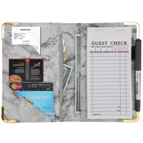 img 2 attached to 📚 Black Marble Restaurant Server Book Organizer