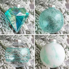 img 1 attached to KI Store Teal and Clear Christmas Balls: 36pcs Shatterproof Ornaments Set for Festive Tree Decor