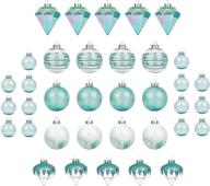 ki store teal and clear christmas balls: 36pcs shatterproof ornaments set for festive tree decor логотип