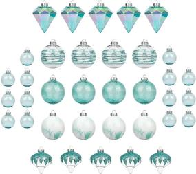 img 4 attached to KI Store Teal and Clear Christmas Balls: 36pcs Shatterproof Ornaments Set for Festive Tree Decor