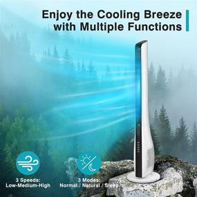 img 3 attached to 🌬️ Quiet Bladeless Tower Fan with Remote Control - Whole Room Coverage, 43 Inch Tall, White Oscillating Fan, 3 Wind Speeds &amp; Modes, Air Circulator Cooling Fan with 7.5H Timer - Perfect for Bedroom, Living Room, Home Office, College Dorm