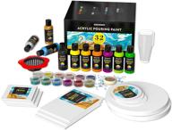 nadamoo acrylic pouring paint set: 32 bottles, 11 canvas, 13 🎨 glitter powders – perfect kit for stunning paint pouring creations on various surfaces! logo
