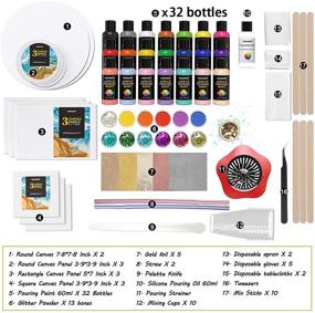 img 3 attached to NADAMOO Acrylic Pouring Paint Set: 32 Bottles, 11 Canvas, 13 🎨 Glitter Powders – Perfect Kit for Stunning Paint Pouring Creations on Various Surfaces!