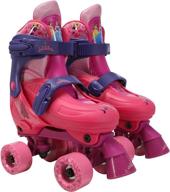 👑 adjustable disney princess glitter kids' quad roller skates, junior sizes 10-13 by playwheels logo