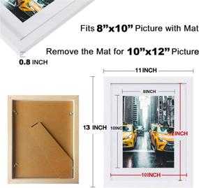 img 3 attached to 🖼️ Decorate with Style: Set of 2 White 10x12 Picture Frames - Ideal for 8x10 Photos with Mat or 10x12 Without Mat - Solid Wood for Wall or Tabletop