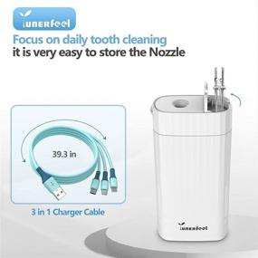 img 1 attached to 🚿 Portable Water Flosser Oral Irrigator - Water Pick Teeth Cleaner for Braces Bridges Tooth Care, Telescopic Water Tank with 3 Modes, 5 Jet Tips, IPX8 Waterproof, Home Travel - White