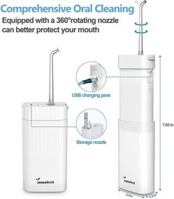 img 3 attached to 🚿 Portable Water Flosser Oral Irrigator - Water Pick Teeth Cleaner for Braces Bridges Tooth Care, Telescopic Water Tank with 3 Modes, 5 Jet Tips, IPX8 Waterproof, Home Travel - White